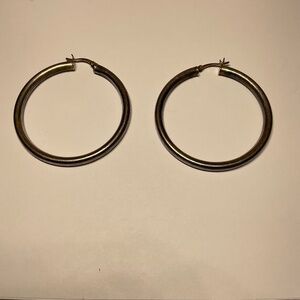 Vintage Sterling Silver HAN Hoop Earrings. 2 inch diameter
